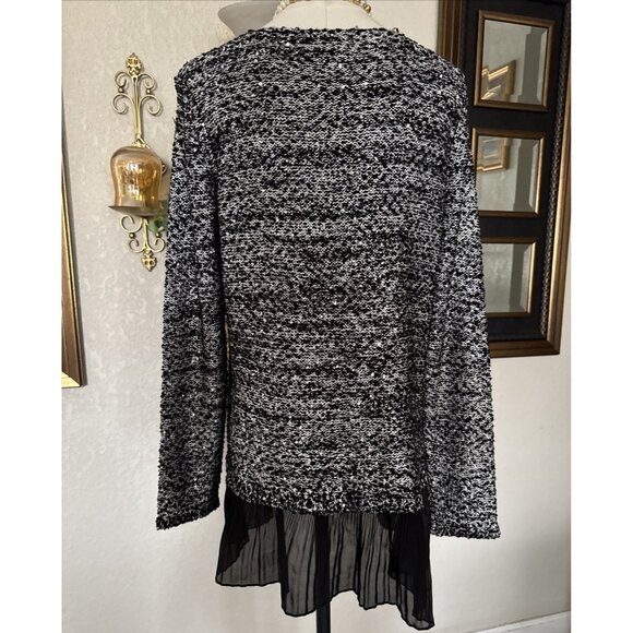Alfani Sequins Ruffle Sweater Sheer Ruffle Bottom Long Sleeve Formal Night Sz M - Picture 6 of 16